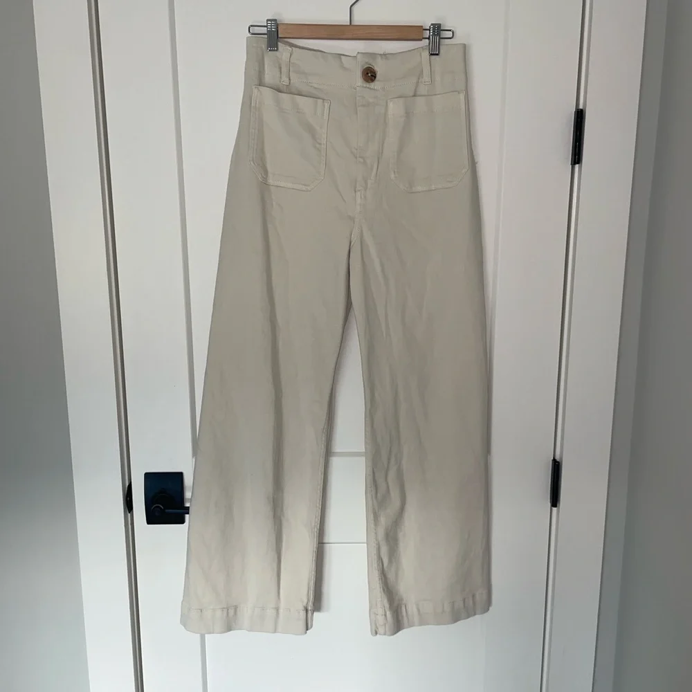 Maeve Colette Wide Leg Crop in Ivory 31T - Picture 3 of 9